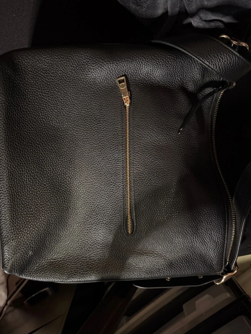 Coach Black Pebbled Leather Messenger Bag with Gold Logo - Picture 3 of 3